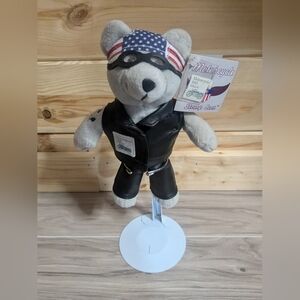 Motorcycle Biker Bear 9" Plush Stuff Toy USPS collectible stamp leather